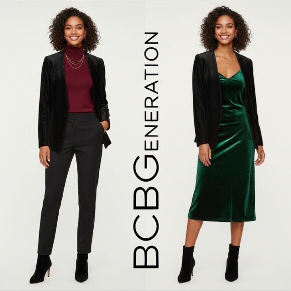 BCBGeneration Black Ribbed Velvet Blazer Women’s Size Small - Picture 1 of 9